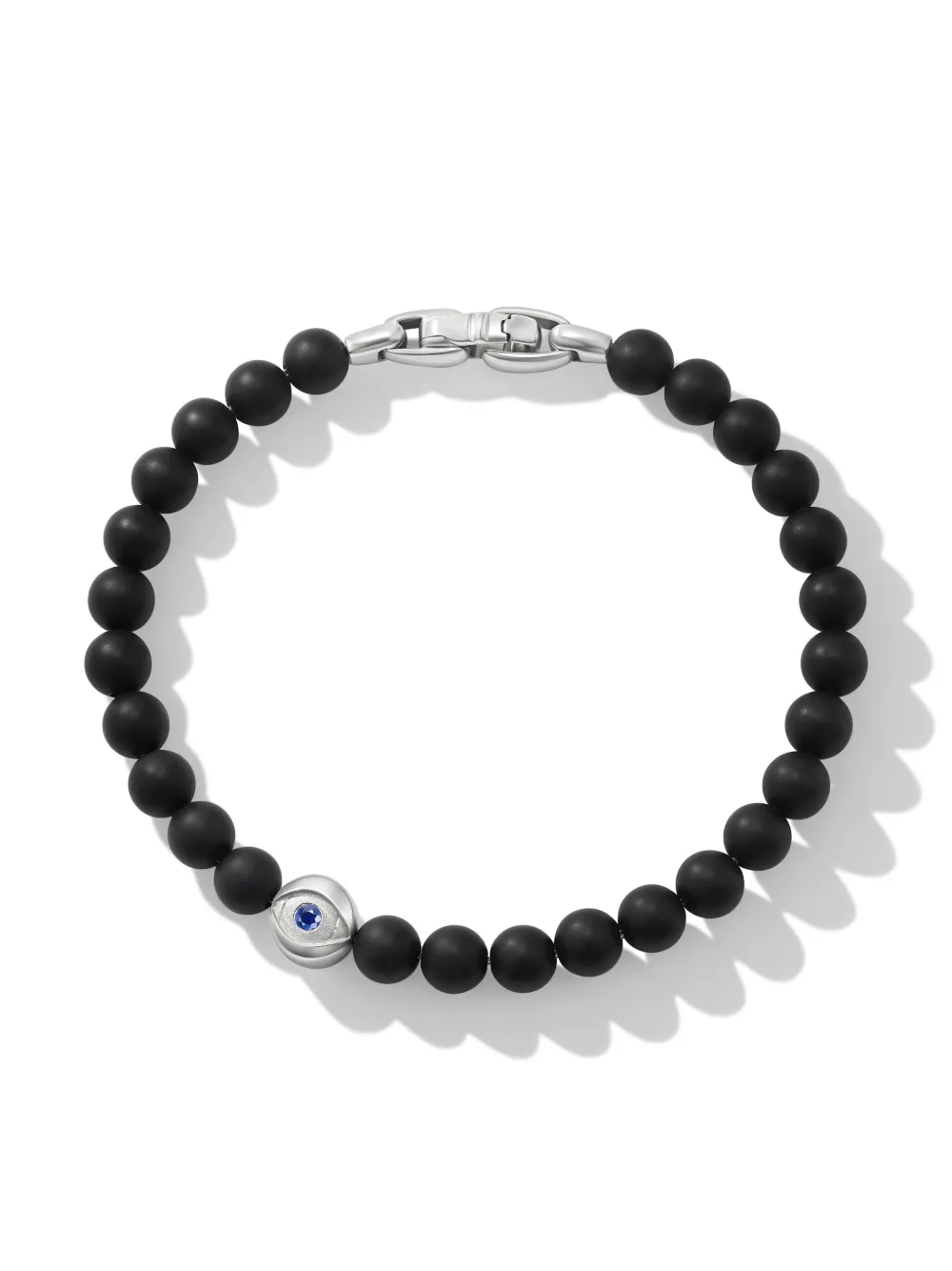 David Yurman Spiritual Beads Onyx And Sapphire Bracelet In Silver