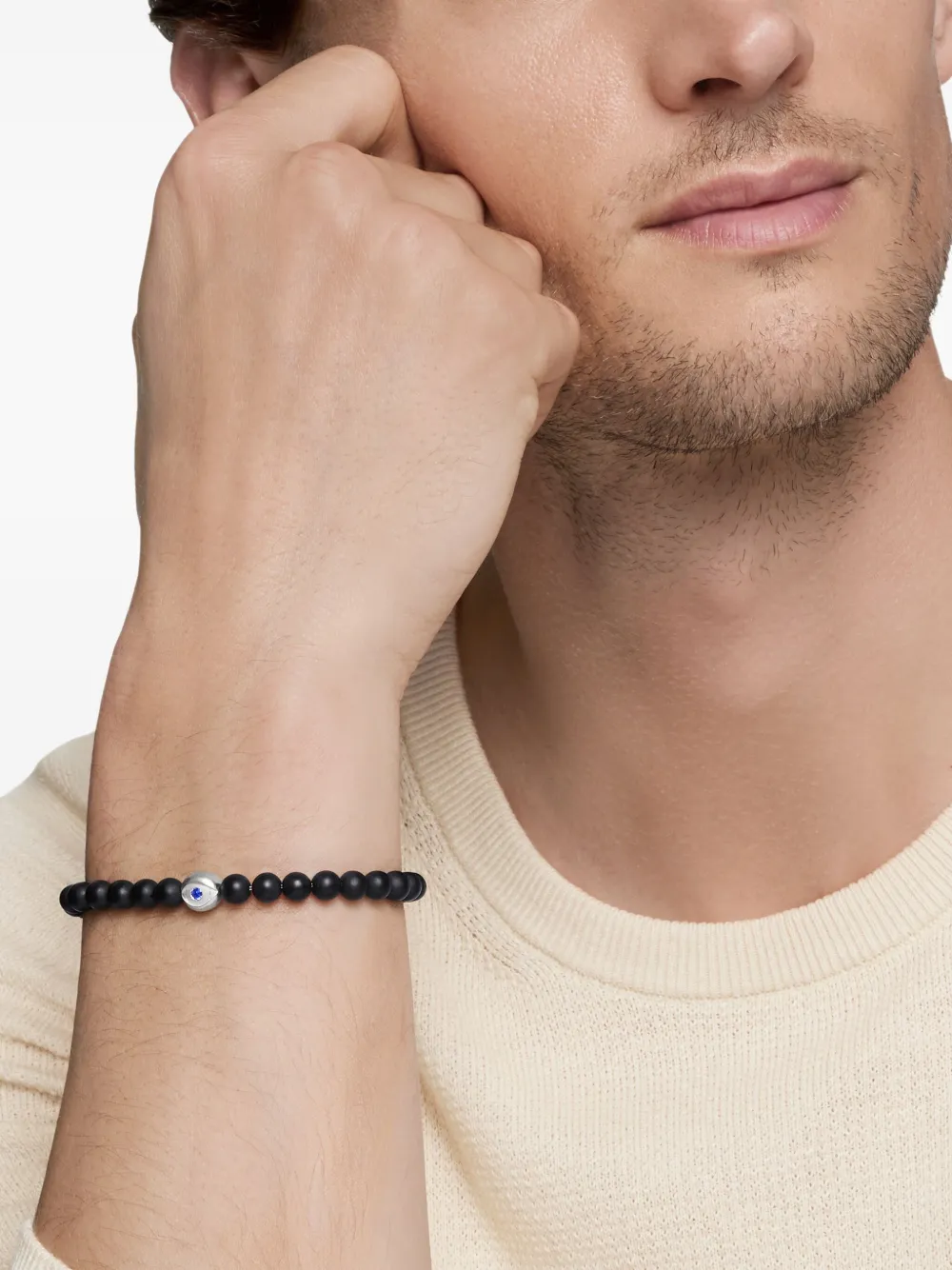  David Yurman Sterling Silver Spiritual Beads Evil Eye Bracelet (6mm) 