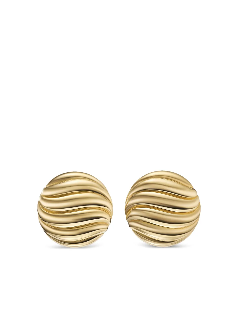 Shop David Yurman 18kt Yellow Gold Sculpted Cable Stud Earrings