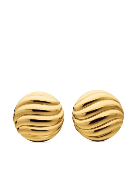David Yurman 스컬티드 케이블 18K 옐로 골드 스터드 이어링 20mm