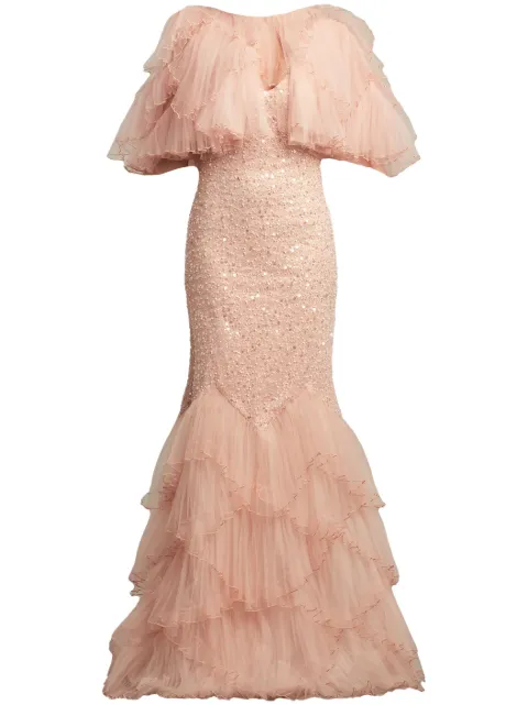 Tadashi Shoji Marit tiered bolero gown