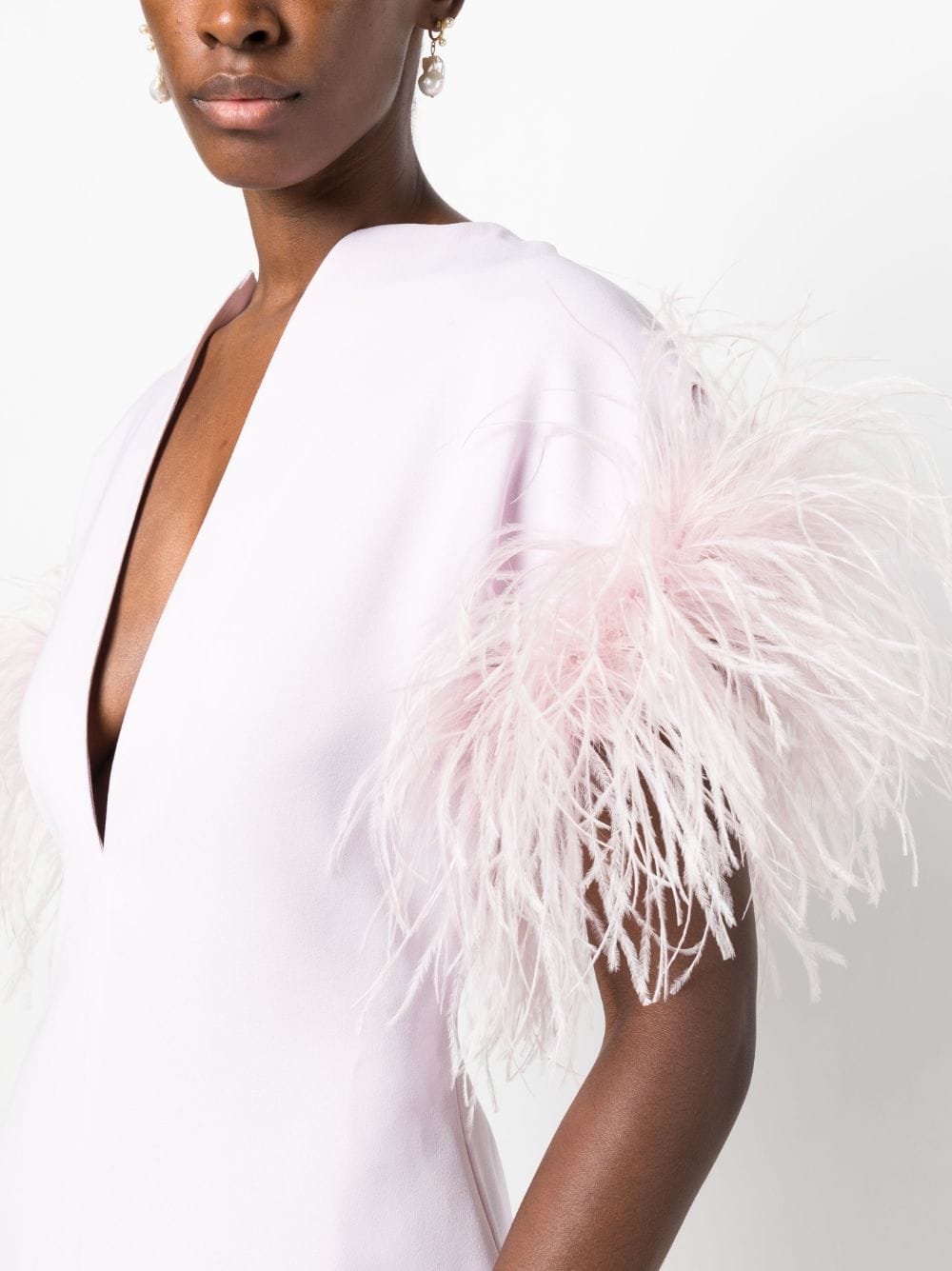 Shop 16arlington Vanora Feather-trim Minidress In Pink