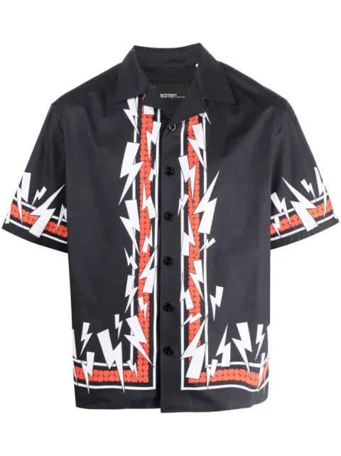 Neil Barrett Camisa bowling com estampa de raio