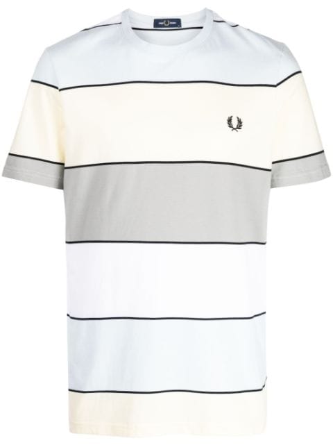 logo-embroidered striped T-shirt