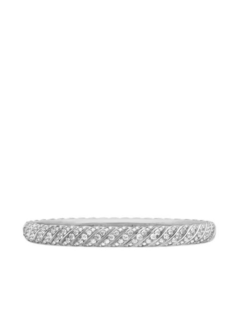 David Yurman 18kt white gold Sculpted Cable bangle diamond bracelet (6.2mm)