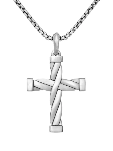 David Yurman sterling silver DY Helios cross pendant (48mm)