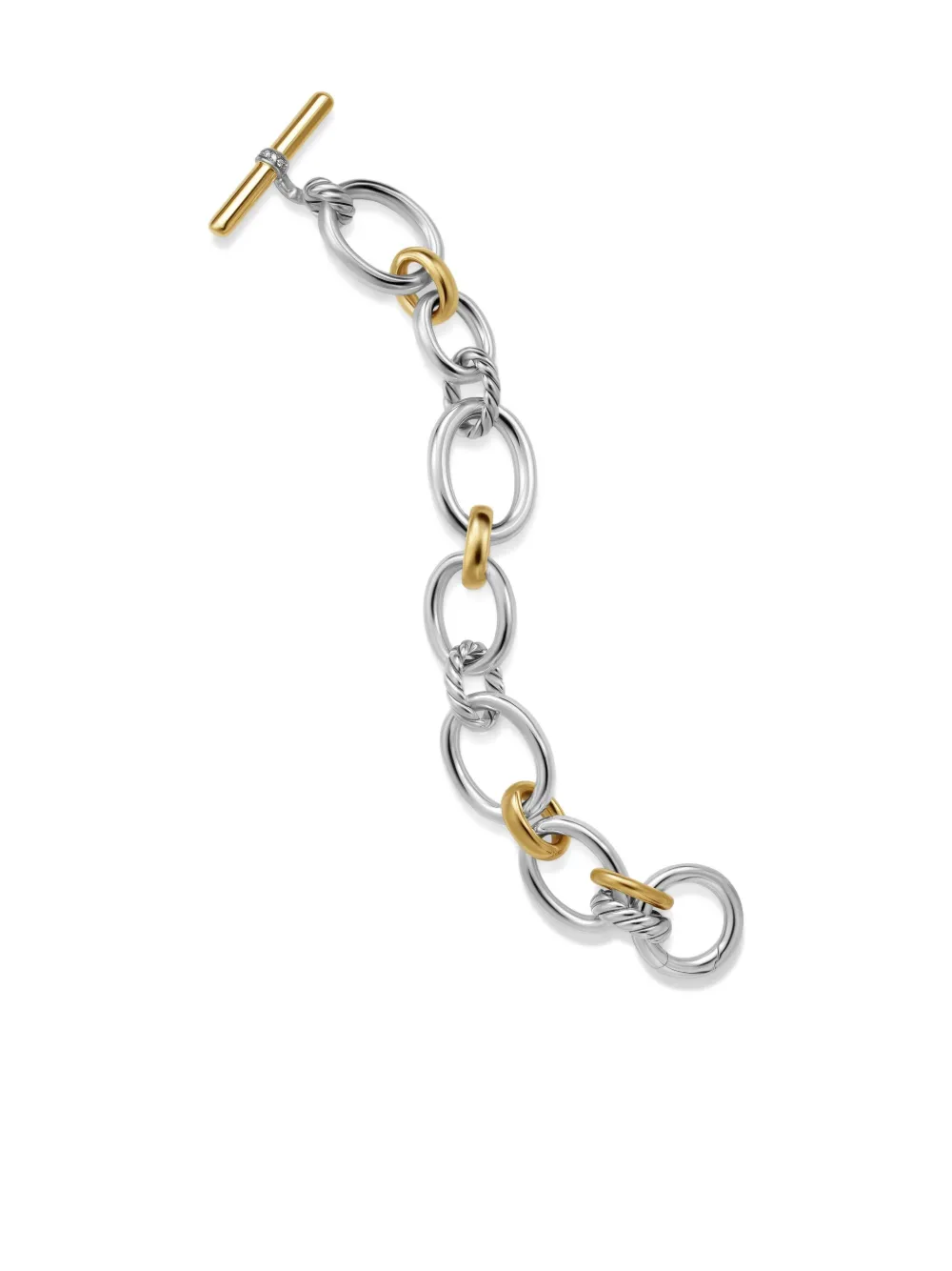David Yurman 18kt Yellow Gold DY Mercer Chain Diamond Bracelet (25mm) in Silver, view 5