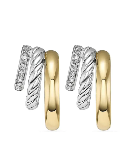 David Yurman 18kt yellow gold and sterling silver DY Mercer Multi diamond hoop earrings (21mm)