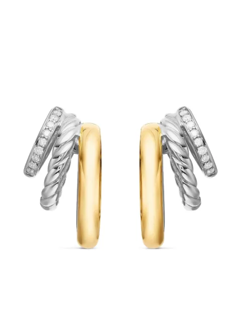 David Yurman 18kt yellow gold and sterling silver DY Mercer Multi diamond hoop earrings (21mm)
