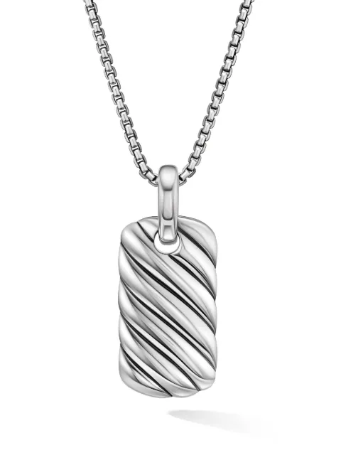 David Yurman sterling silver Petite Sculpted Cable tag (24mm)