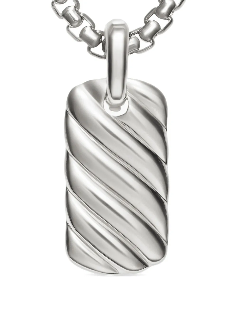 David Yurman Petite Sculpted Cable タグ 24mm スターリングシルバー - シルバートーン David Yurman Petite Sculpted Cable タグ 24mm スターリングシルバー - シルバートーン