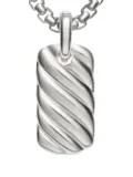 David Yurman sterling silver Petite Sculpted Cable tag (24mm)