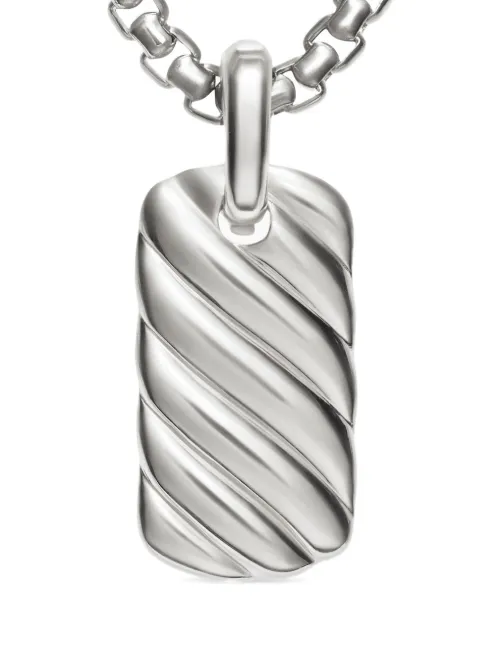 Étiquette Petite Sculpted Cable en sterling (24 mm) - David Yurman - Modalova