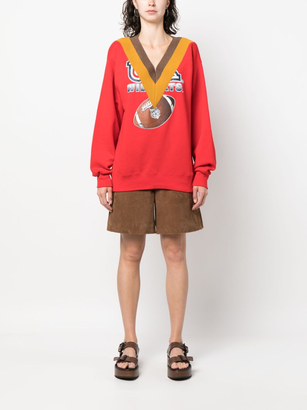 Shop Colville Graphic-print V-neck Sweatshirt In Rot