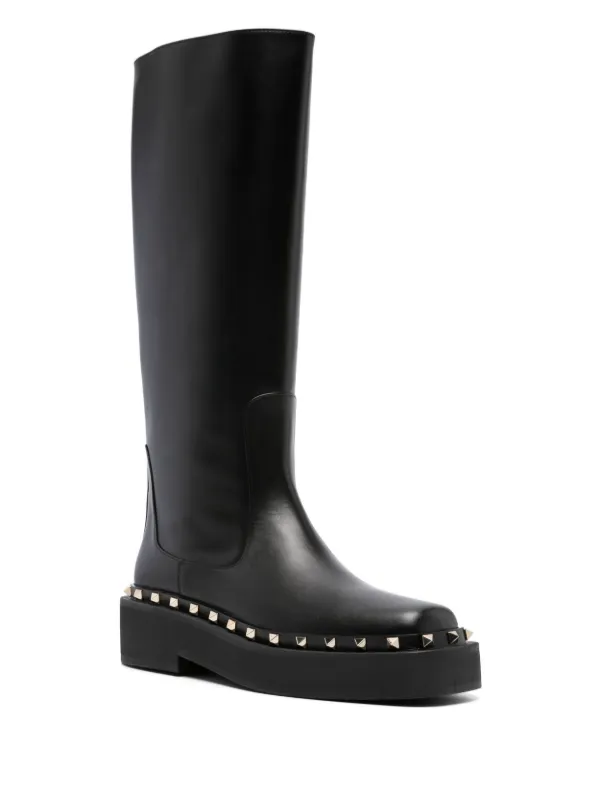 Valentino Garavani Rockstud-embellished knee-high Leather Boots - Farfetch