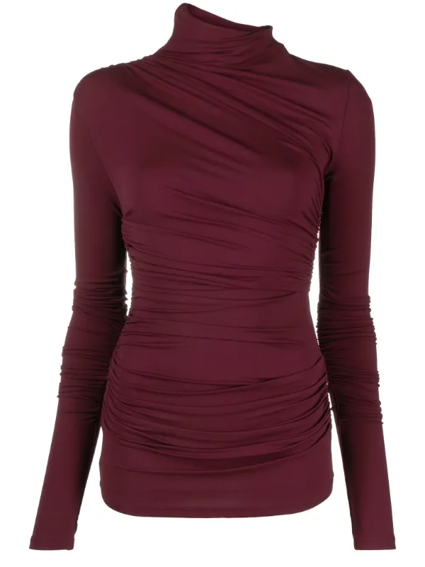 Tove Leomie Asymmetric Ruched Top in Red