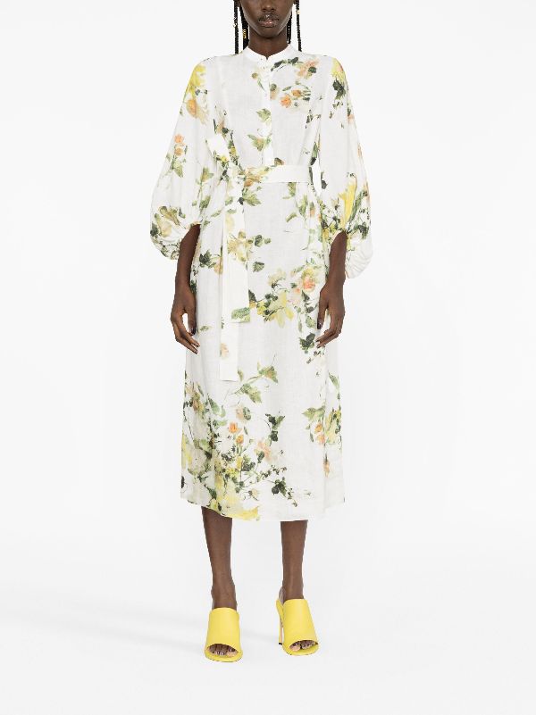 Zara floral linen on sale dress