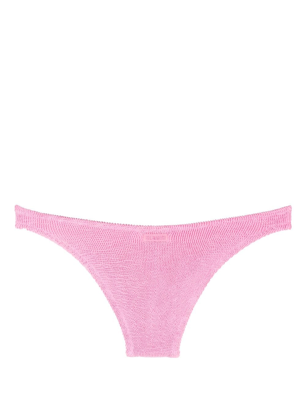 Shop Mc2 Saint Barth Elise Seersucker-texture Bikini Bottoms In Pink