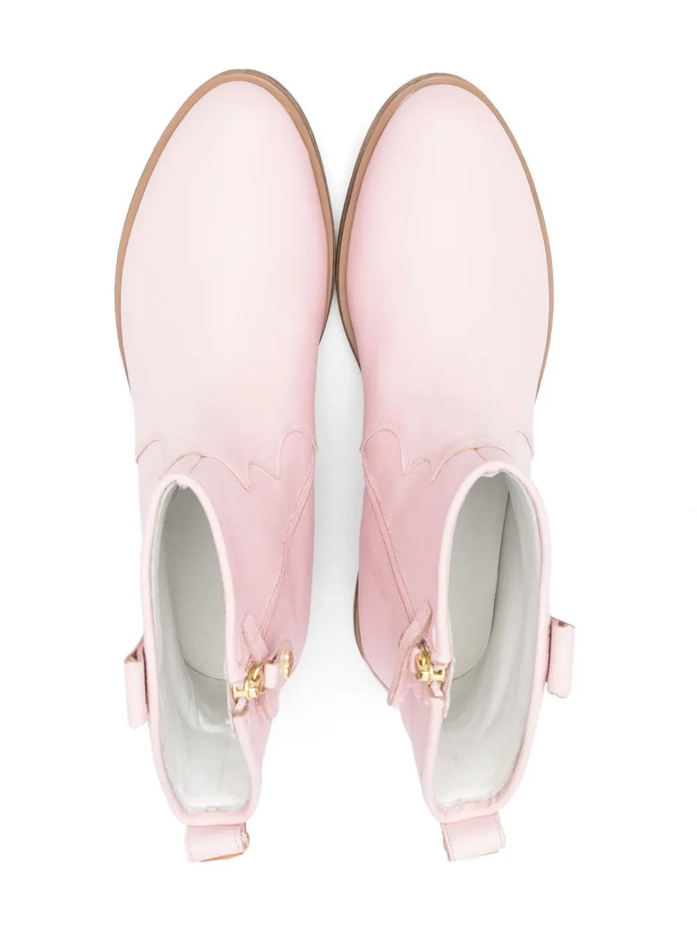  Twinset Kids Cowboy Leather Ankle Boots - Pink 