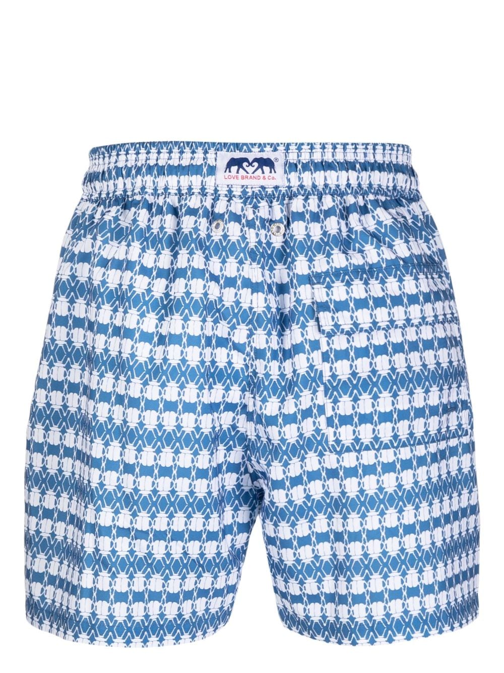 LOVE BRAND & Co. graphic-print drawstring swim shorts - Blauw