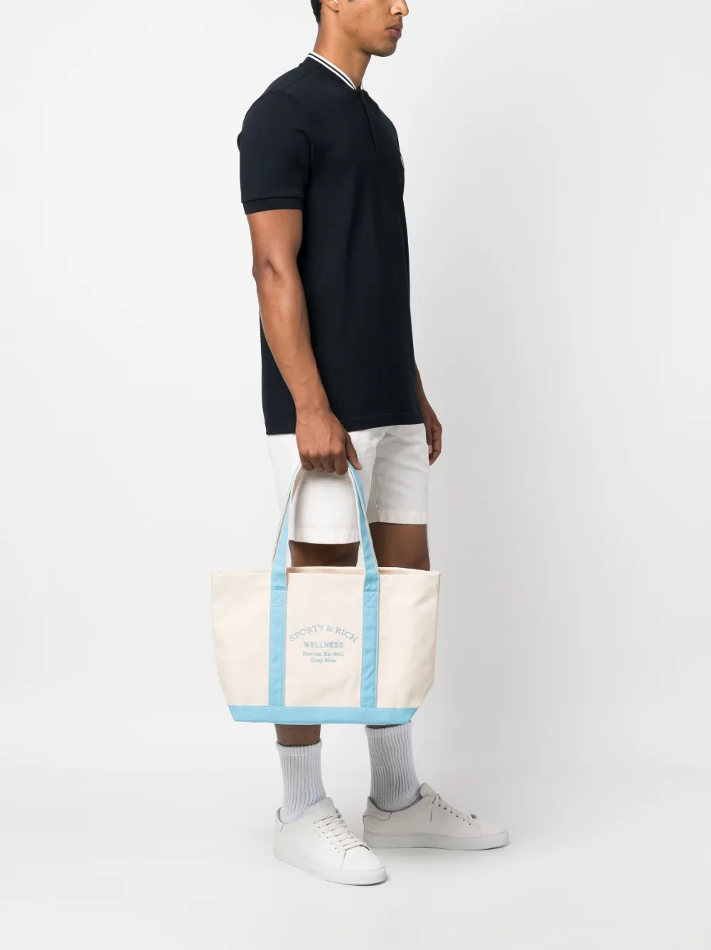 Sporty & Rich Shopper met geborduurd logo - Beige