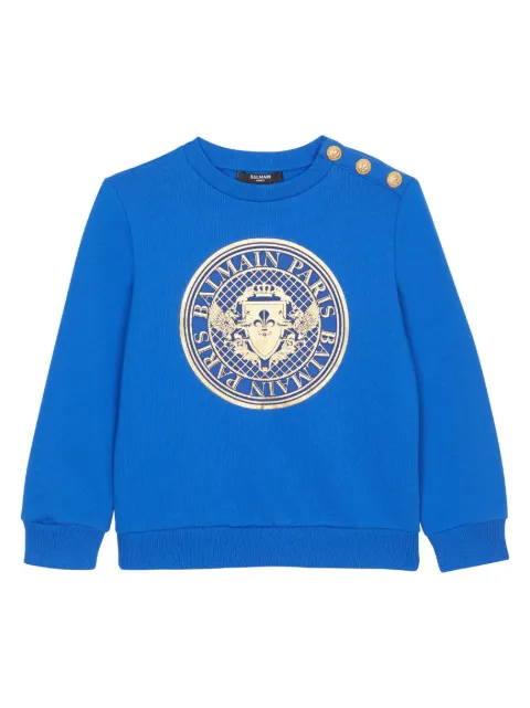 Balmain Kids logo-print cotton sweatshirt