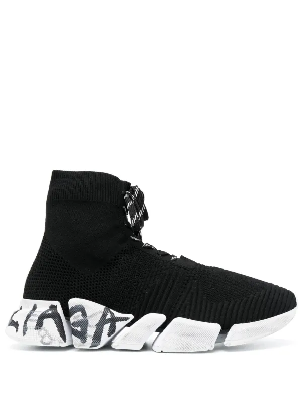 送料込+BALENCIAGA+Speed2.0Full Clear Sole Graffitiスニーカー Men's Speed 2.0 Full Clear Sole Graffiti Recycled Knit