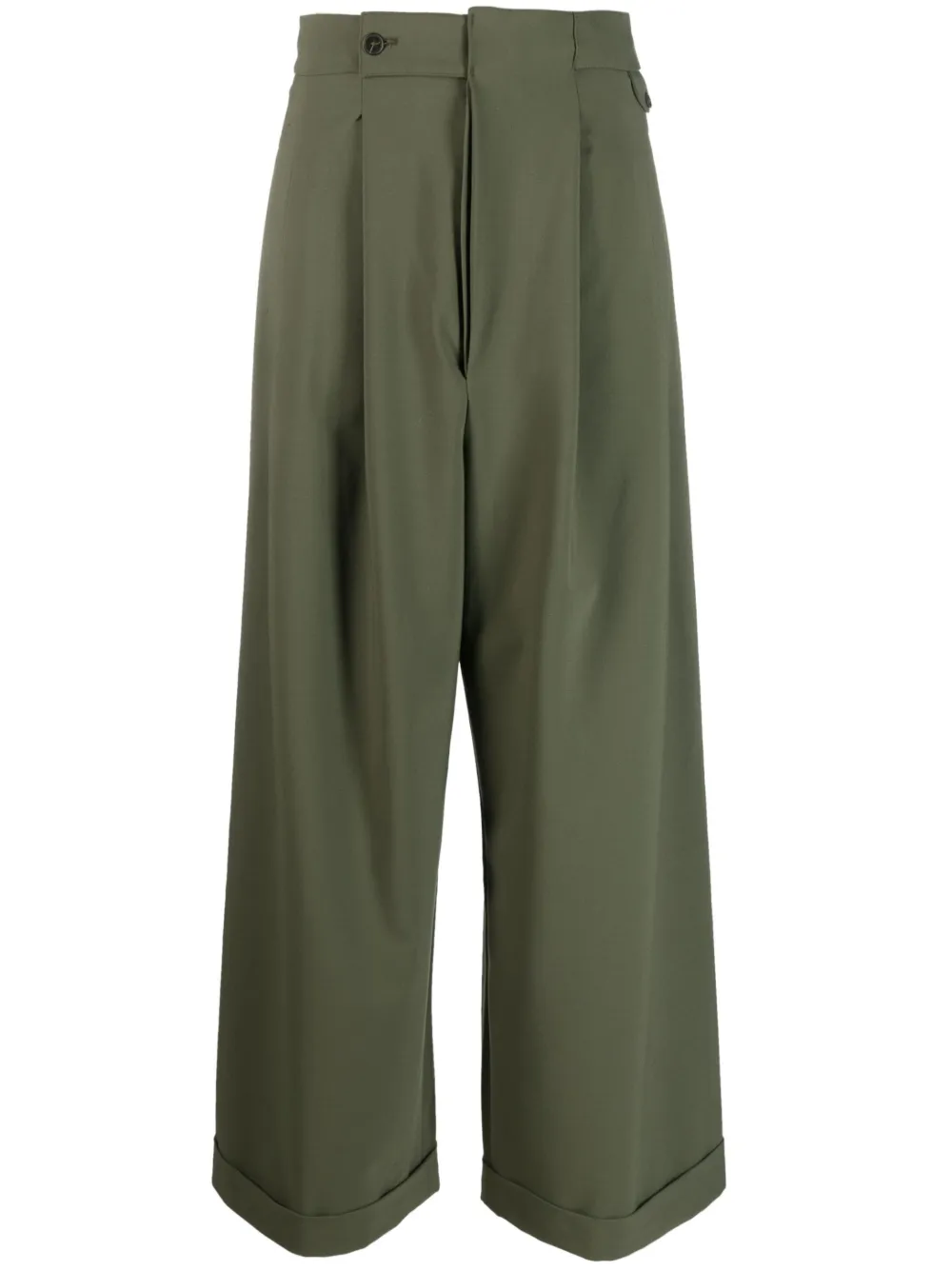 Closed Hanbury Pleated Wide-leg Trousers In Green