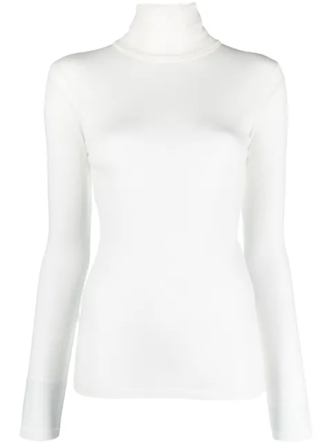 Closed fine-ribbed slim-cut top