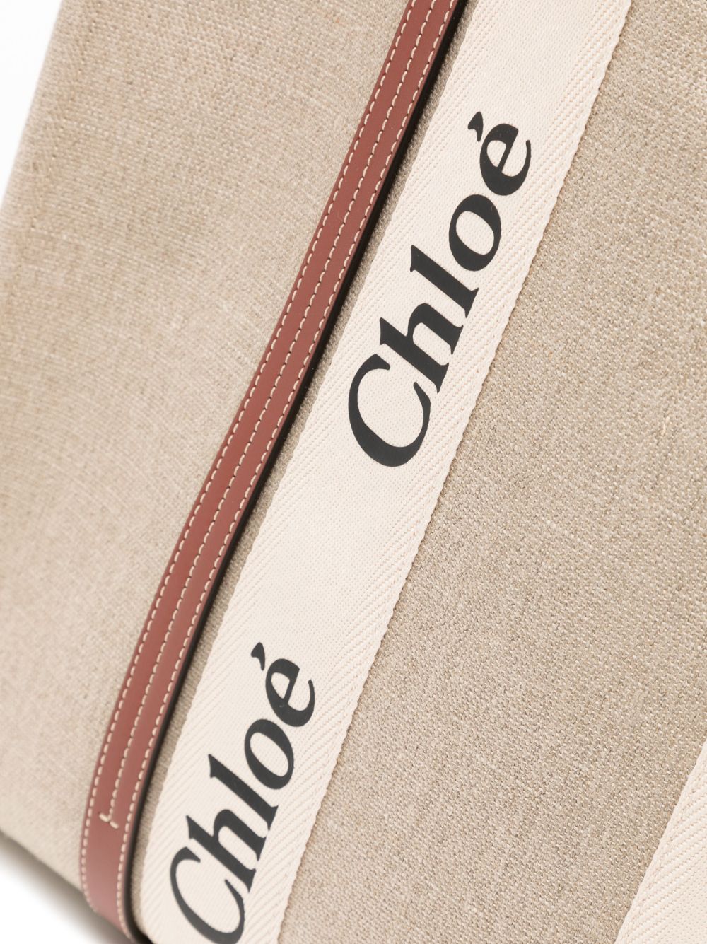 Shop Chloé Large Woody Cotton Tote Bag In Neutrals