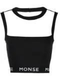 Monse logo-print panelled crop top - Black