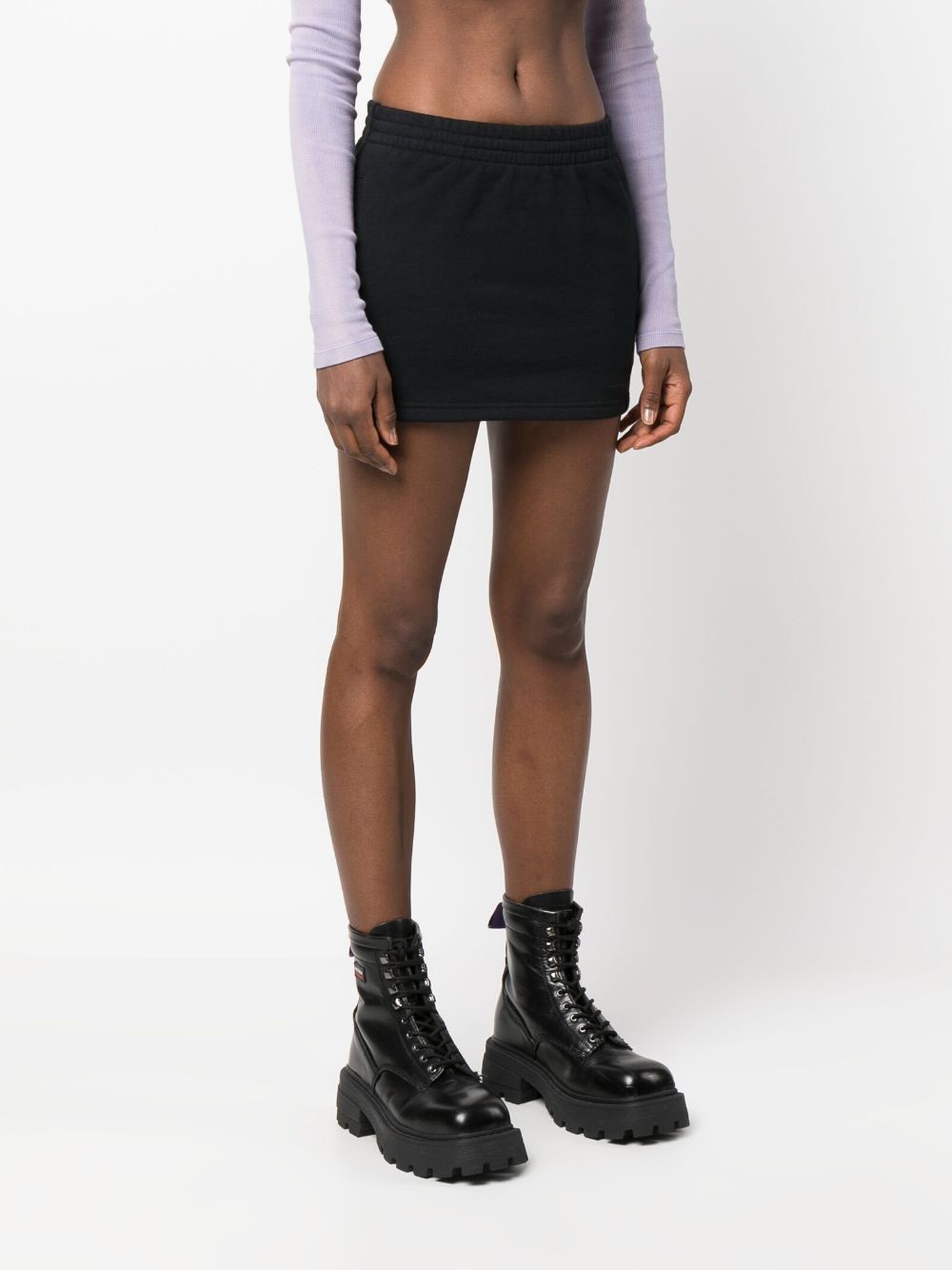 Shop Vetements Elasticated Cotton-blend Miniskirt In Black