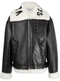 VETEMENTS logo-collar lambskin jacket - Black