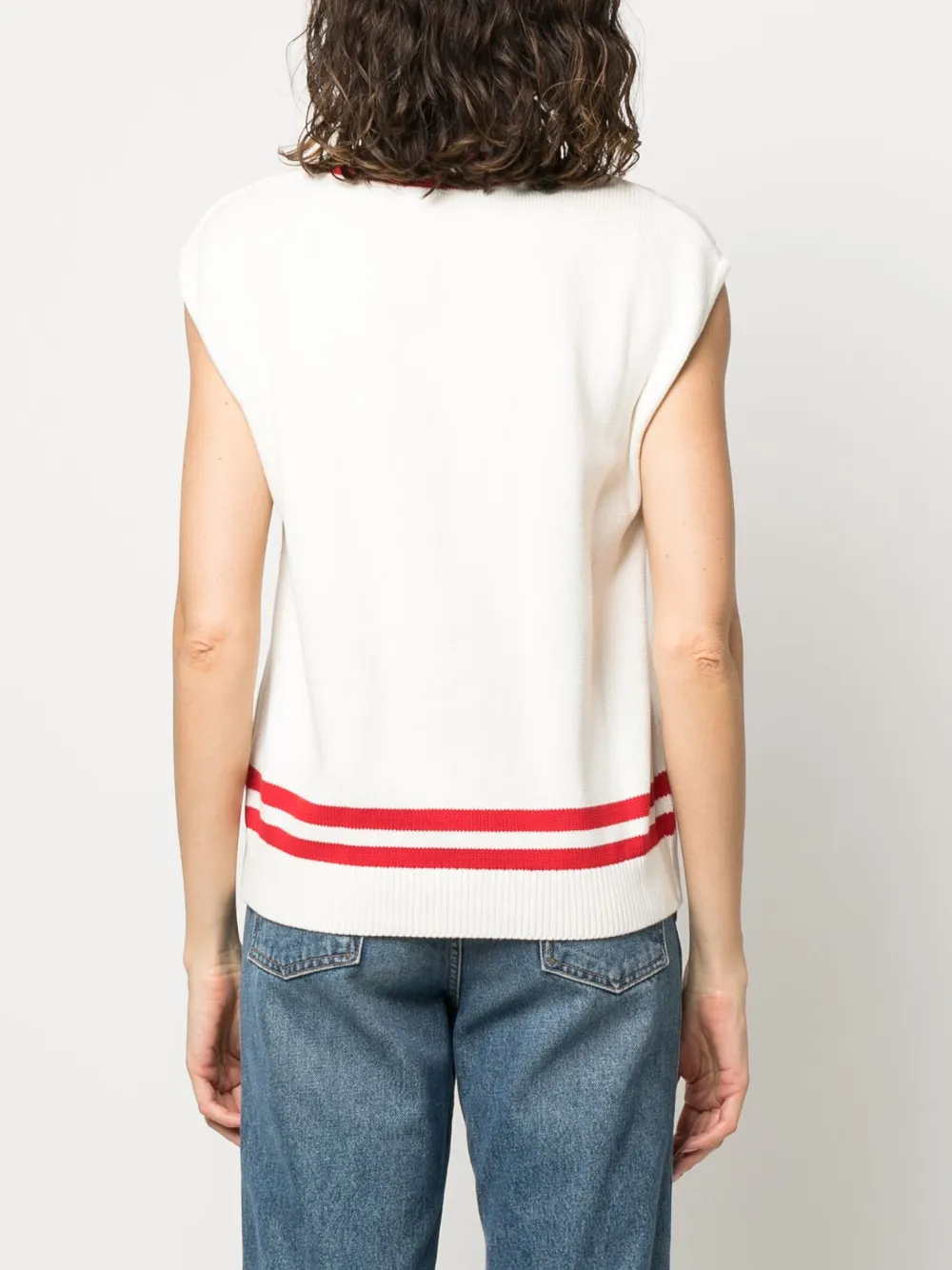 SPORTY AND RICH STRIPED-EDGES SLEEVELESS KNITTED TOP 