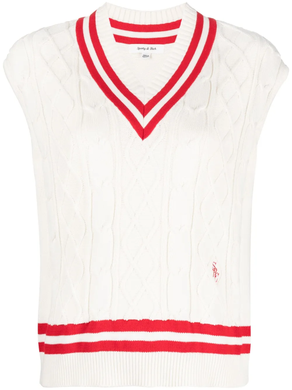 SPORTY AND RICH STRIPED-EDGES SLEEVELESS KNITTED TOP 