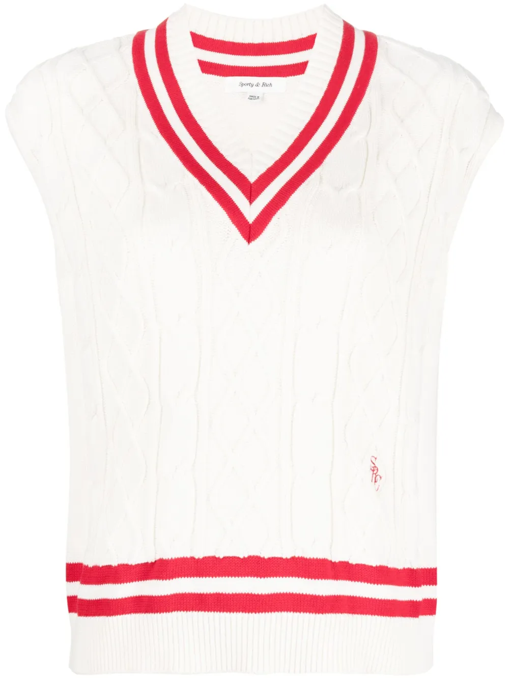 striped-edges sleeveless knitted top