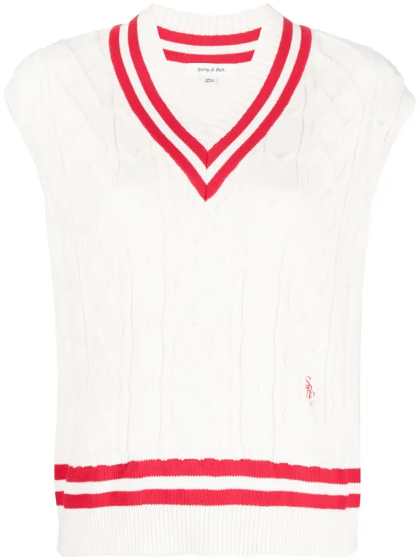 sporty and rich ベスト　Lサイズ Sporty & Rich ストライプ ニットベスト | ホワイト | FARFETCH JP