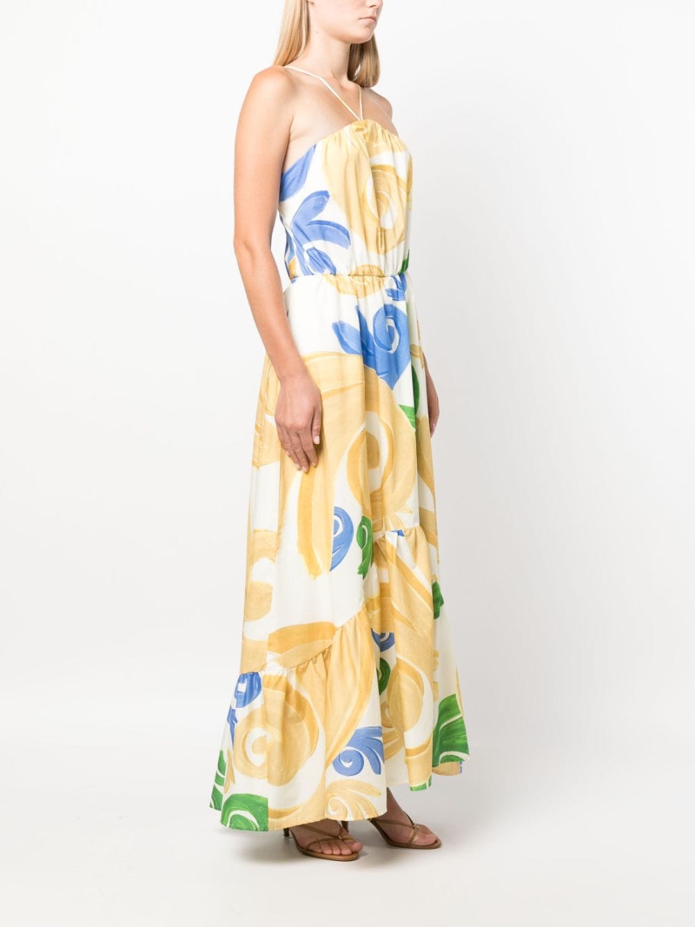 Shop Themis Z Gr Gaia Abstract-pattern Maxi Dress In Neutrals