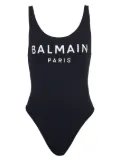 Balmain logo-print scoop-back swimsuit - Black