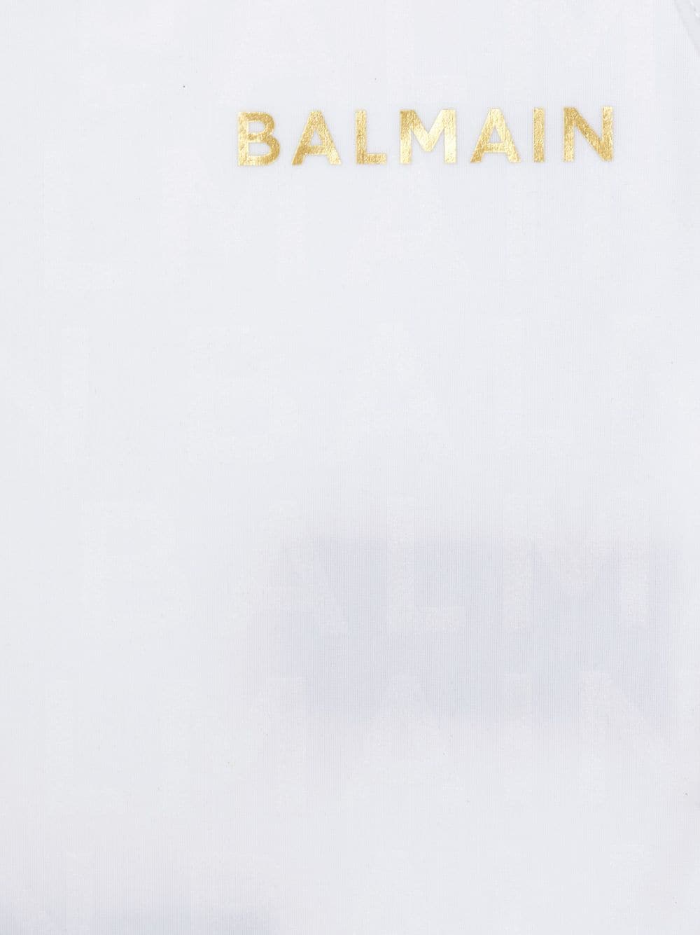 Shop Balmain Logo-motif Swimsuit In White