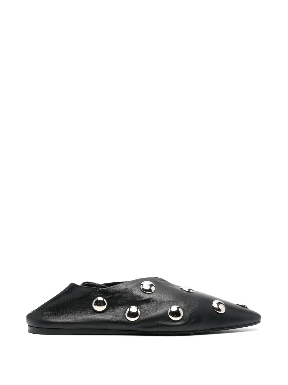 Closed Stud-embellished Leather Ballerinas In Black