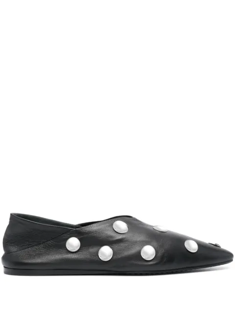 Closed studded leather ballerina shoes