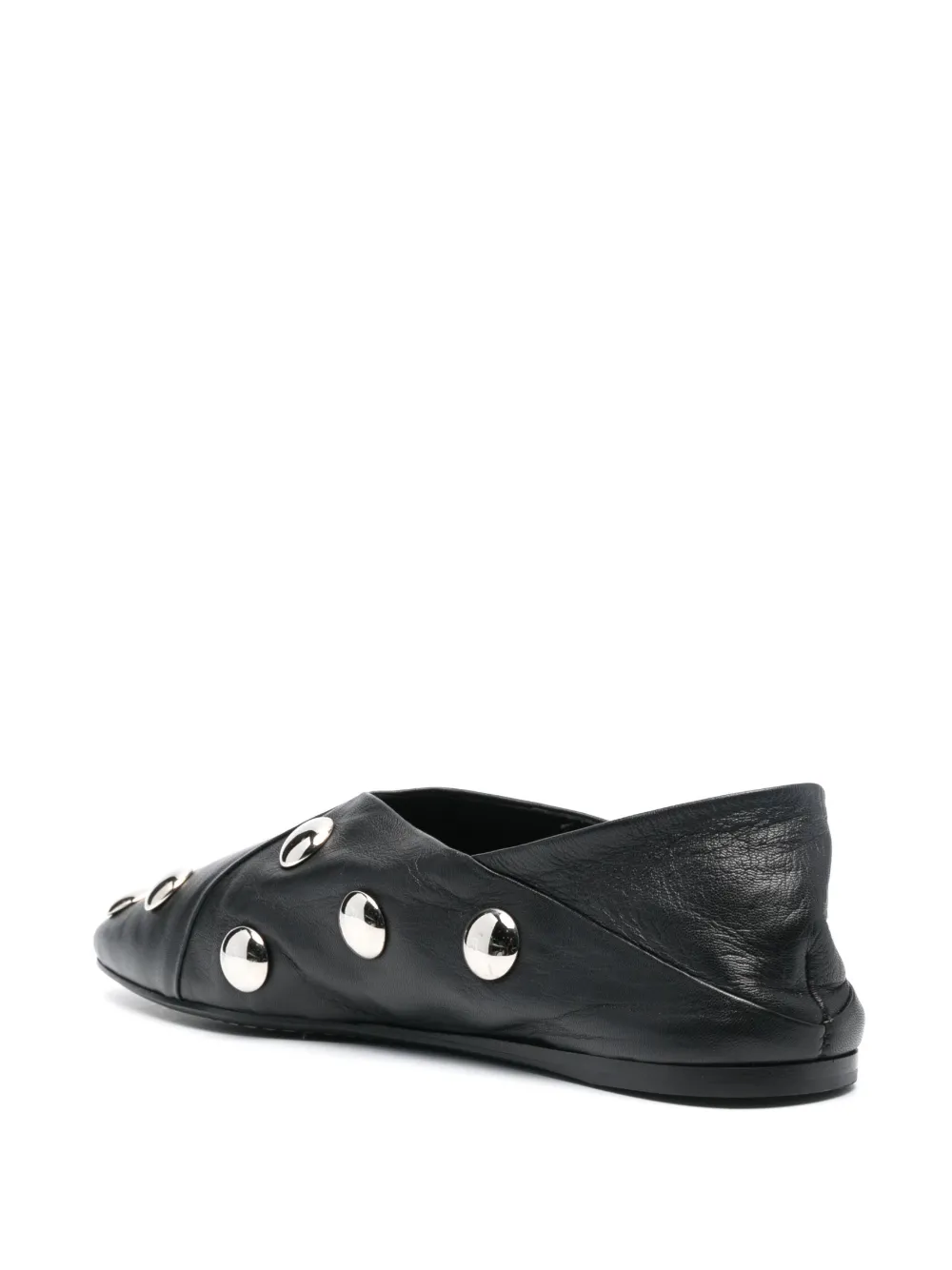 Closed Stud-embellished Leather Ballerinas In Black