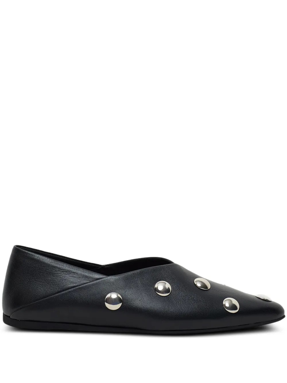 Closed studded leather ballerina shoes | Black | Image 1