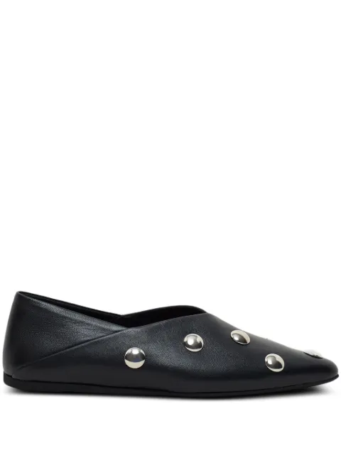 Closed studded leather ballerina shoes