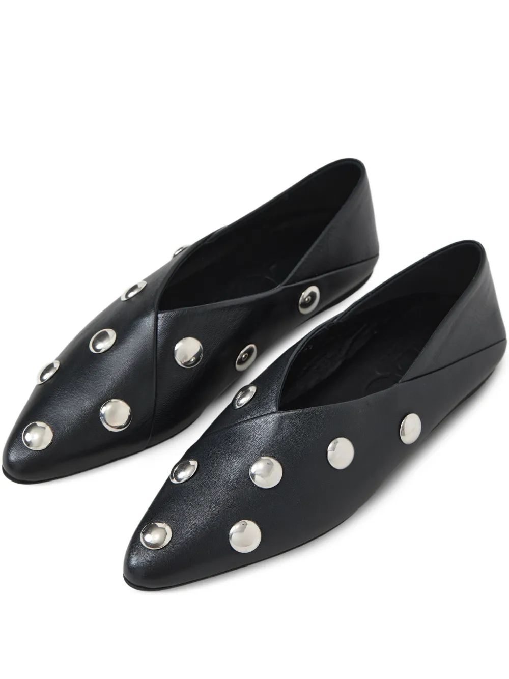Closed studded leather ballerina shoes | Image 2