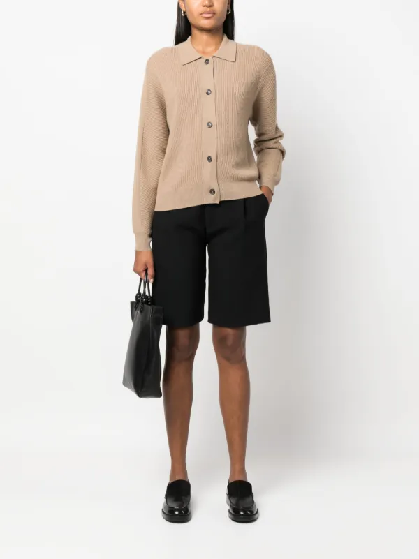 トップス COLLAR RIB CARDIGAN Closed rib-knit polo-collar Cardigan | Neutrals | FARFETCH