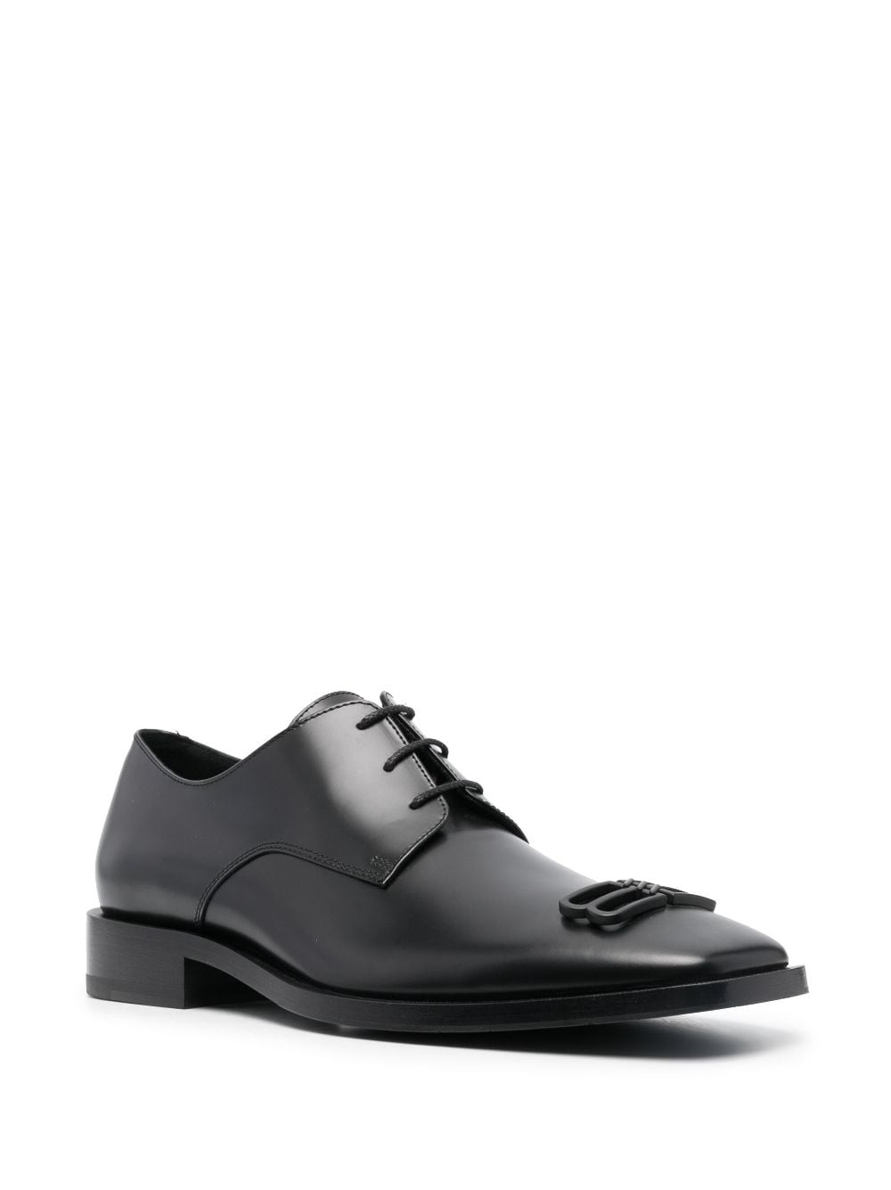 Image 2 of Balenciaga logo-embossed leather derby shoes