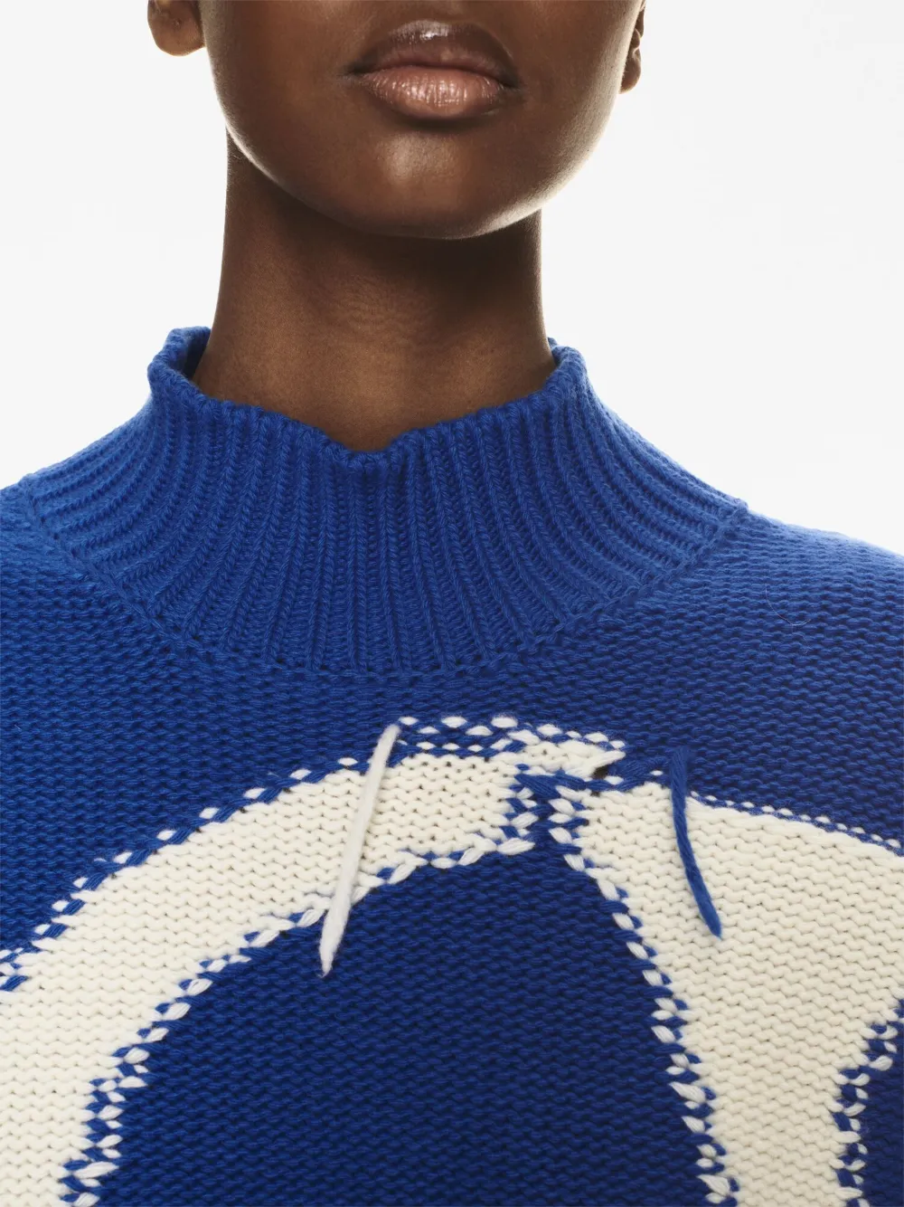 Off-white Logo-intarsia Wool Jumper In Blue