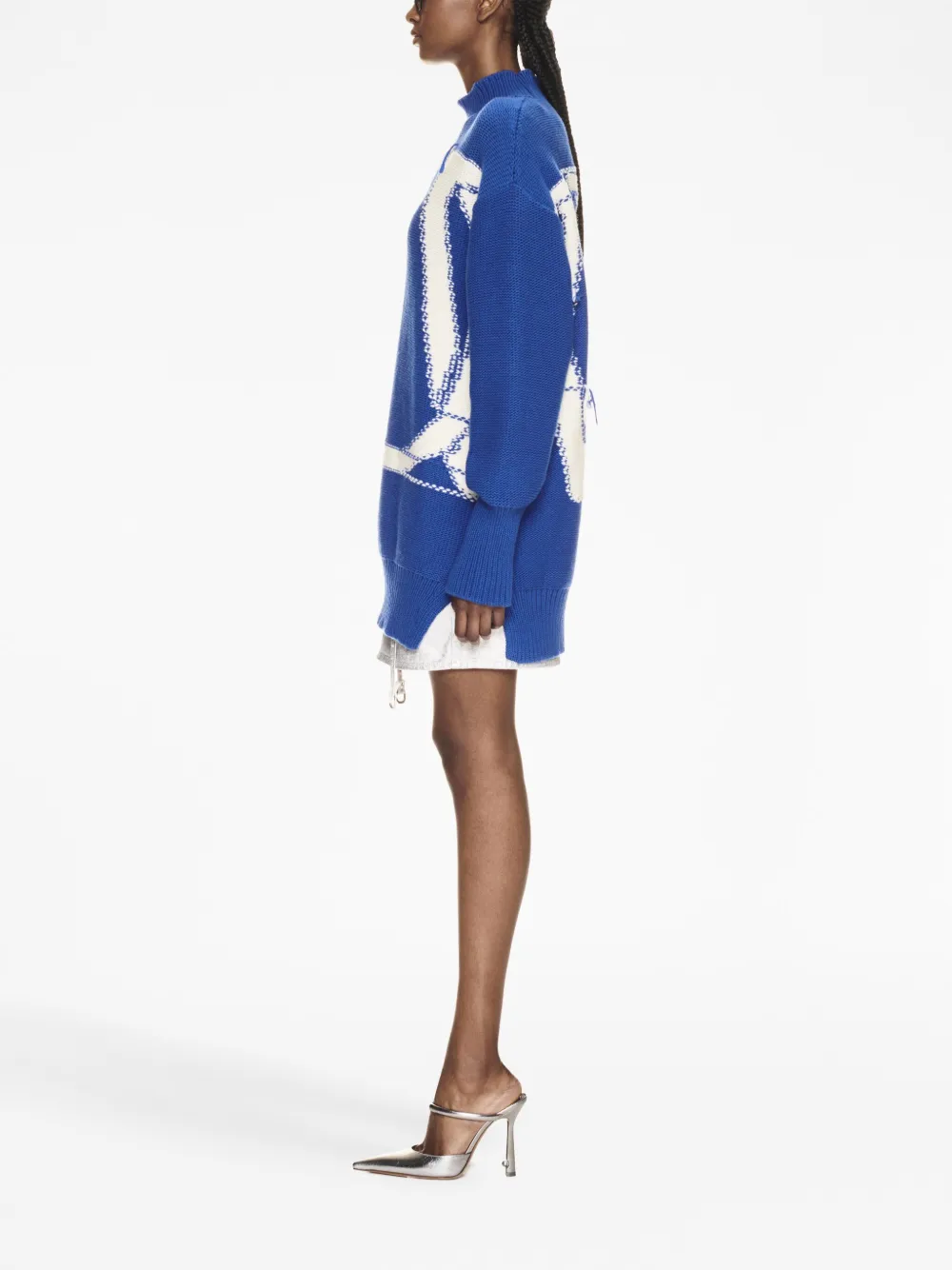 Off-white Logo-intarsia Wool Jumper In Blue